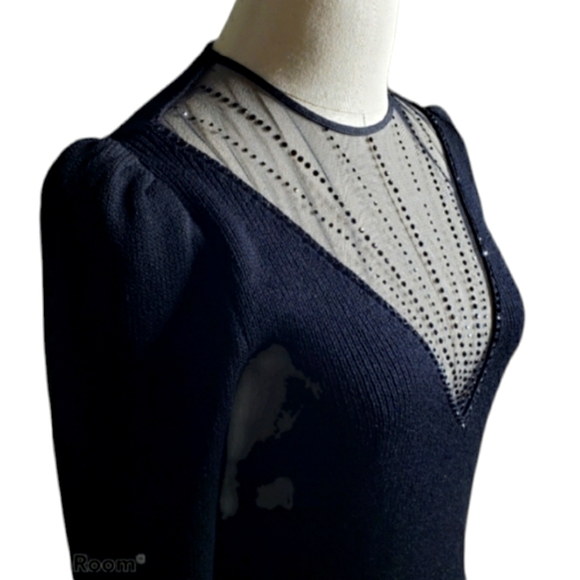 St.John Signature Santana Knit Black Tie Gala Bejewled Sheer Neckline Dog Show S - Picture 4 of 14